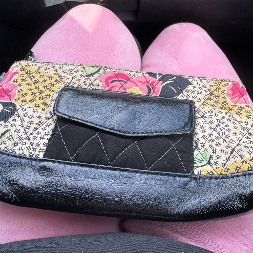 Vera Bradley Floral Patchwork Clutch with Black Accents
